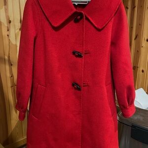 Vibrant Red Wool Toggle Coat